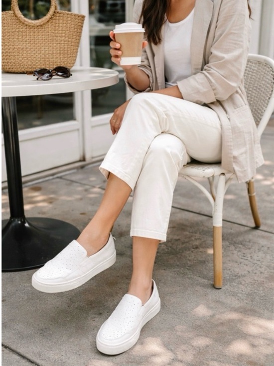 kate spade Shoes - kate spade Azores White Perforated Slip-On Sneakers 7.5